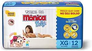 FRALDA XG COM 12 UNIDADES TURMA DA MONICA BABY